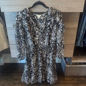 Shoshanna Black and White Floral Long Sleeve Dress